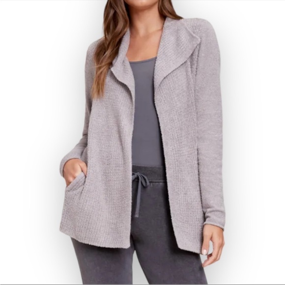 Barefoot Dreams Sweaters - Barefoot Dreams CozyChic Lite Knit Drape Front Gray Cardigan Size Small